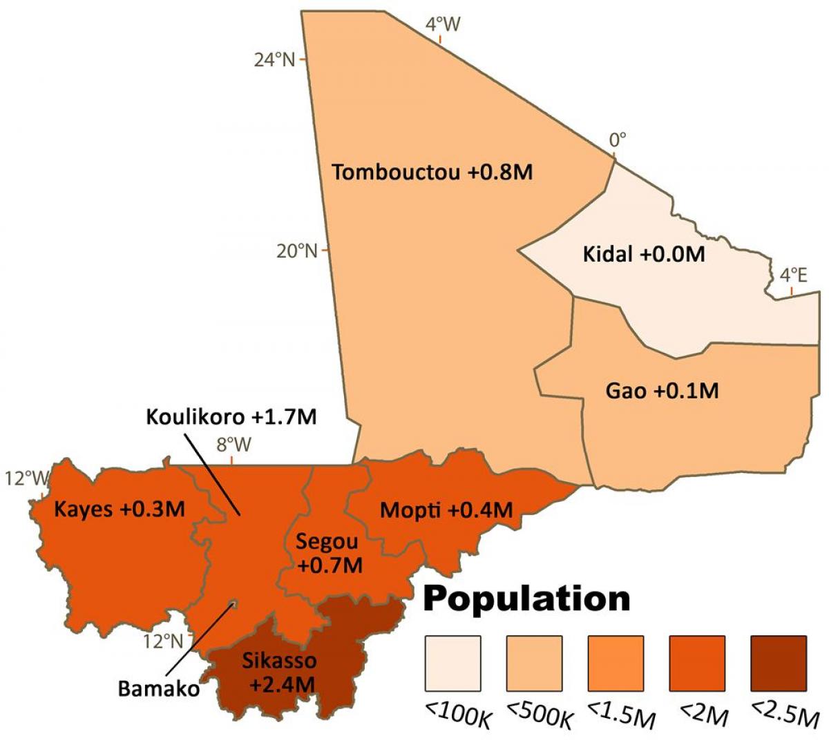 Карта Мали становништва